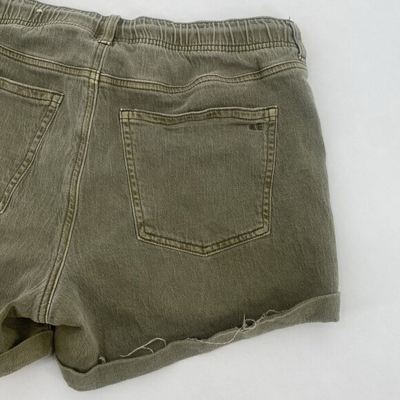 American Eagle Size 8 Olive Stretch Denim Utility Tomgirl Drawstring Shorts - Picture 16 of 16